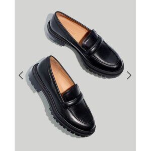 Madewell $158 The Bradley Lugsole Loafer in Black Leather Size 7 NG674
